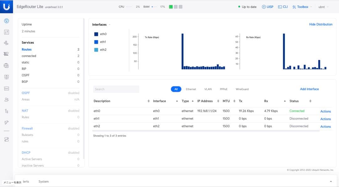 ルーター・ネットワーク機器 Edgerouter LITE 3Port Router ERLite-3