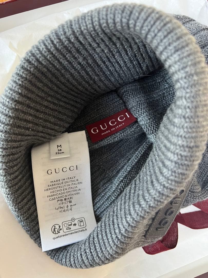 GUCCI グレー ニット帽 M