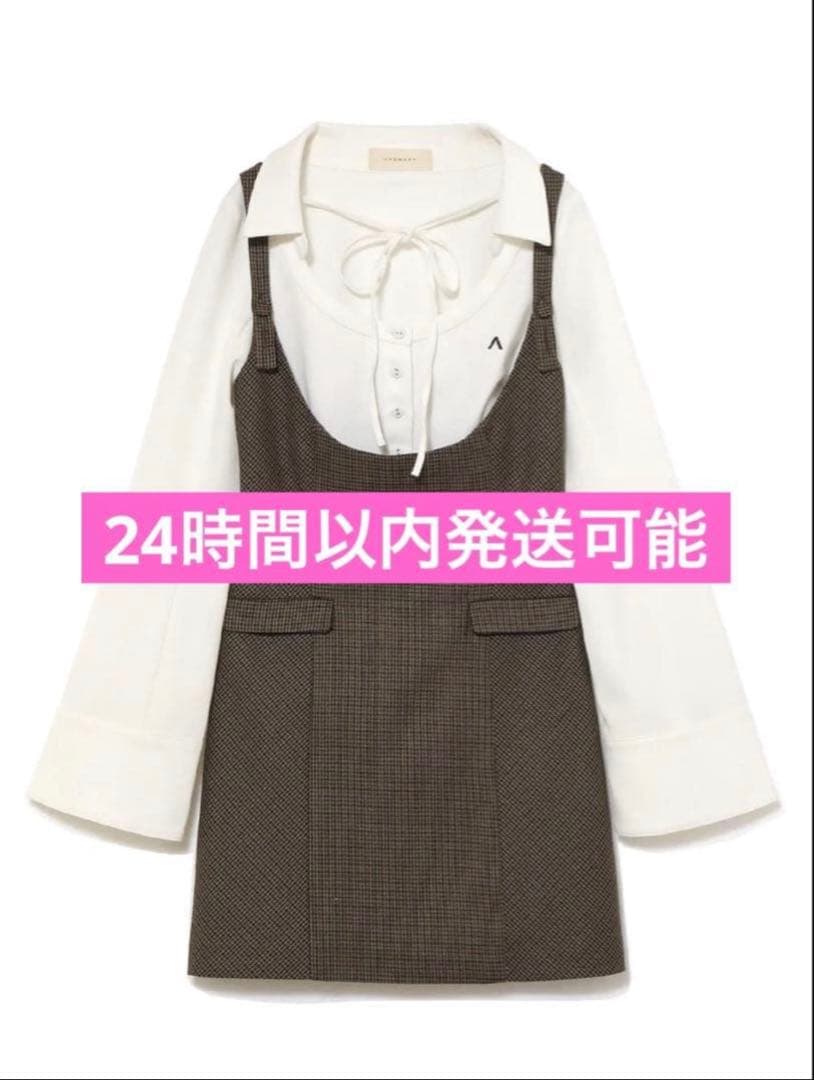 andmary Rachell check layered dress ブラウン