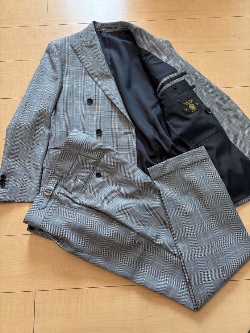 Empire Mills ダブルブレストスーツ グレー系チェック