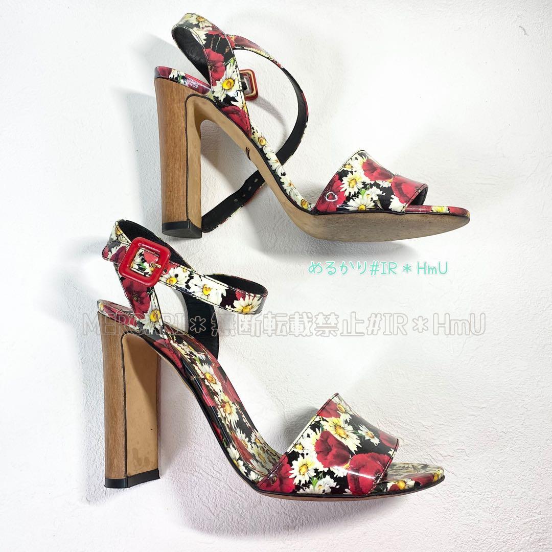 DOLCE&GABBANA 花柄　ハイヒール　サンダル　アンクルストラップ　38