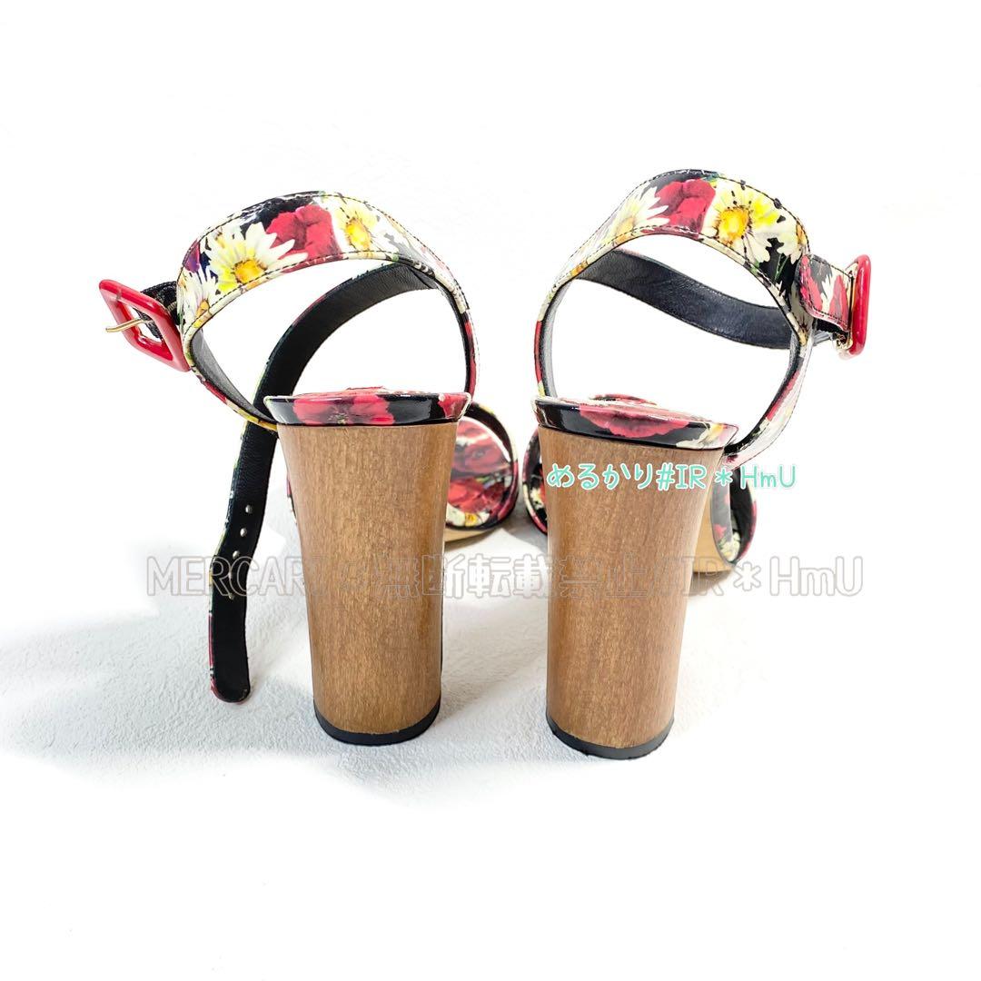 DOLCE&GABBANA 花柄　ハイヒール　サンダル　アンクルストラップ　38
