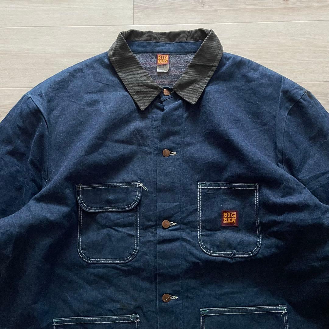 80s USA製 BIGBEN デニムカバーオール 裏地ブランケット 襟コーズ