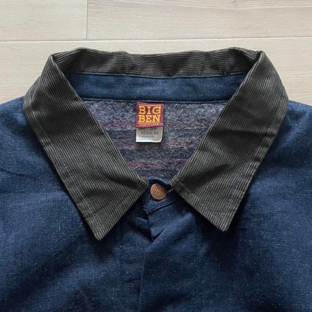 80s USA製 BIGBEN デニムカバーオール 裏地ブランケット 襟コーズ