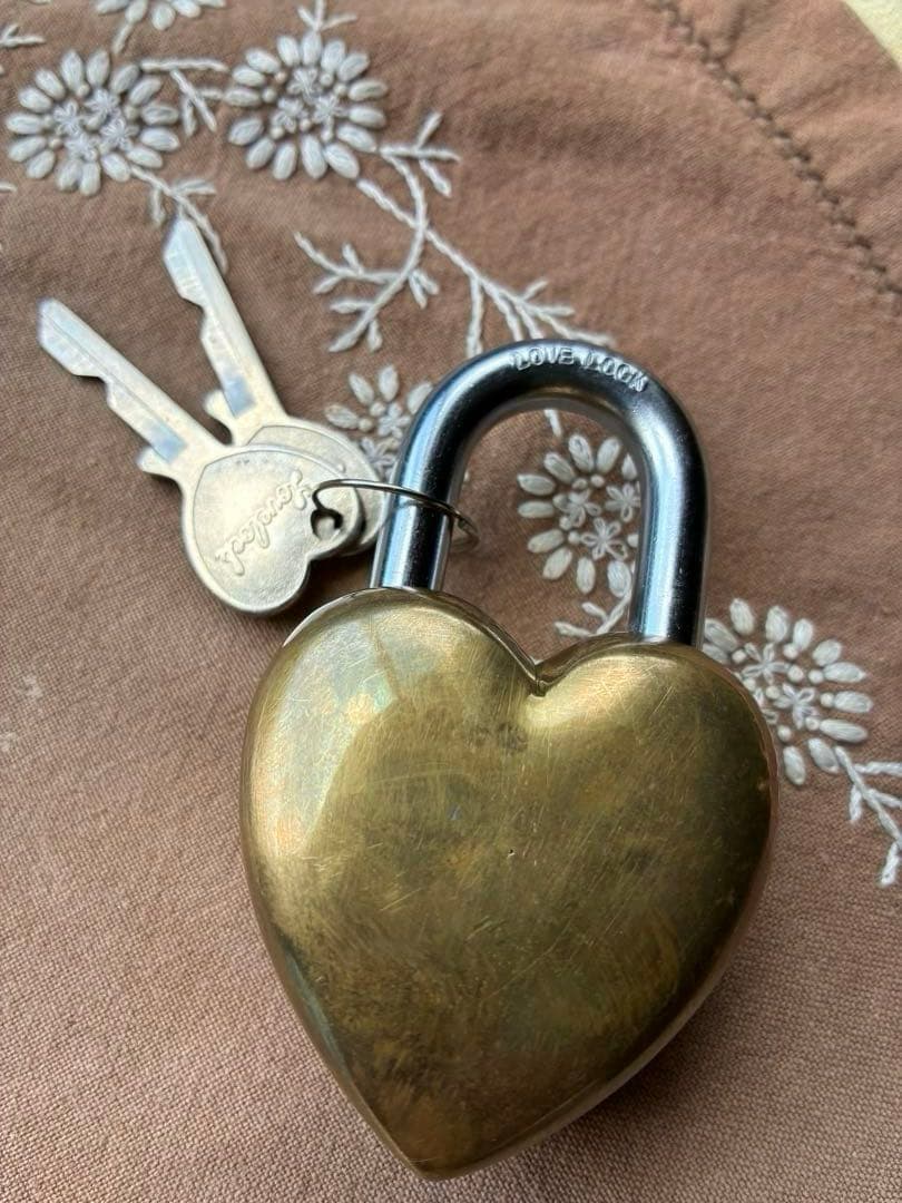アンティーク 南京錠　鍵 パッドロック　Love lock　キー　真鍮　アメリカ