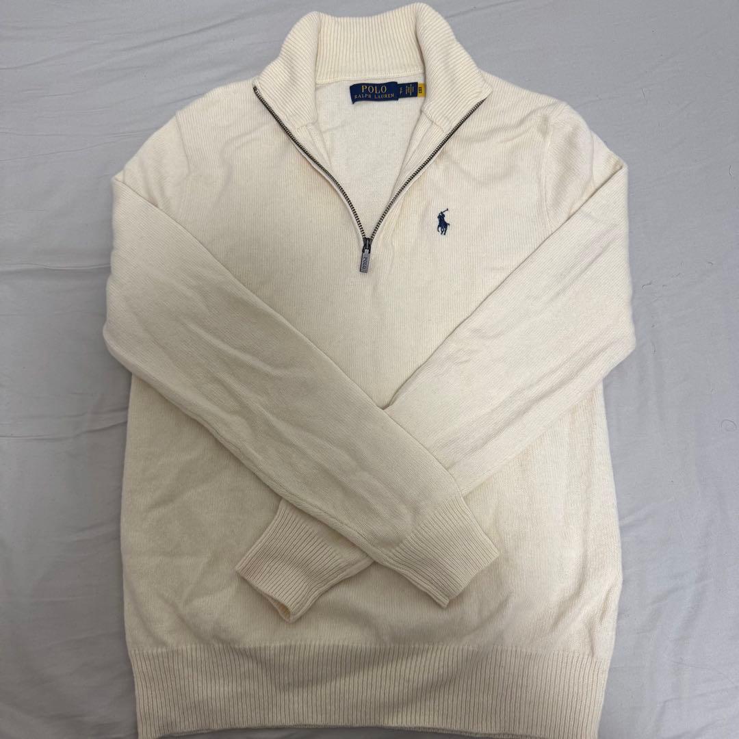 ポロラルフローレン ハーフジップ ニット セーター ポニー刺繍 S アイボリー