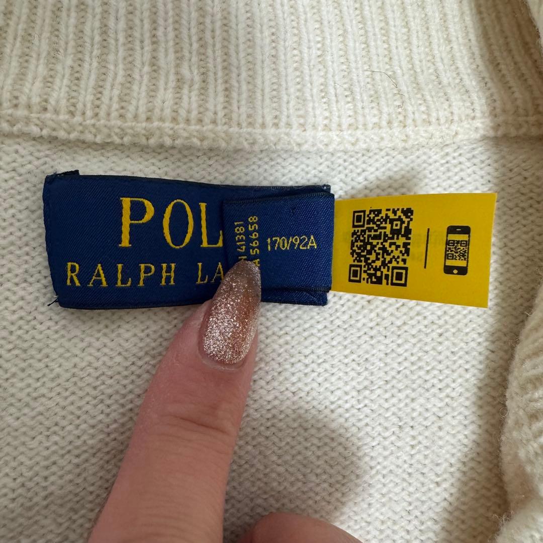 ポロラルフローレン ハーフジップ ニット セーター ポニー刺繍 S アイボリー