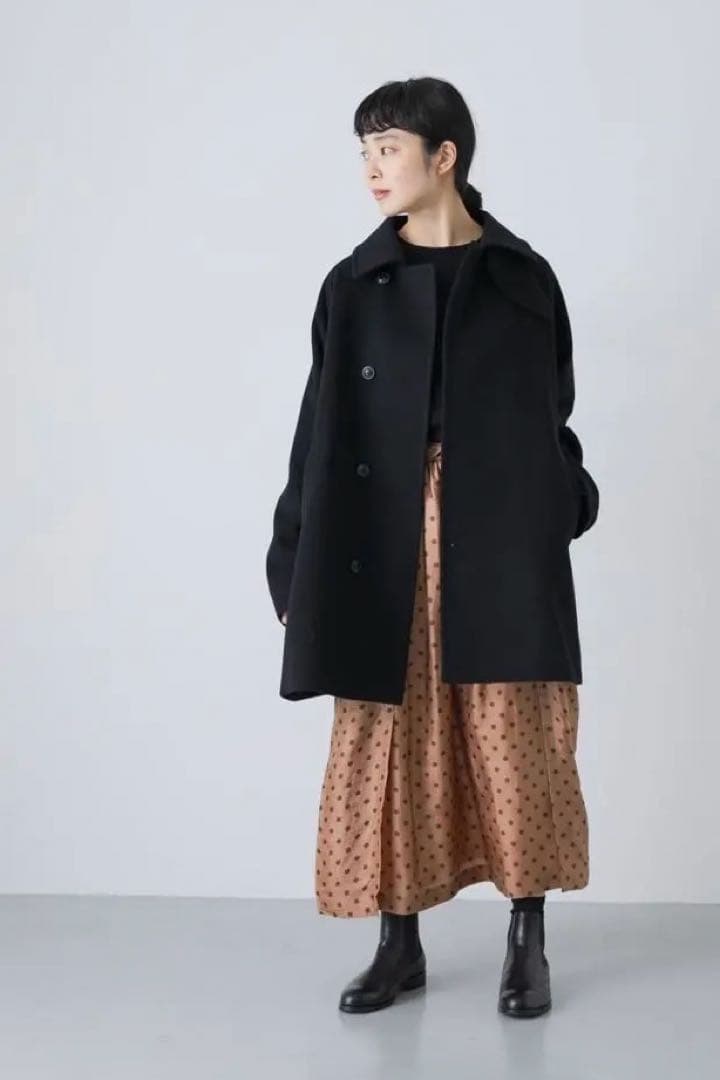 未使用　かぐれ　ウールシングルPコート【25AW 】BLACK