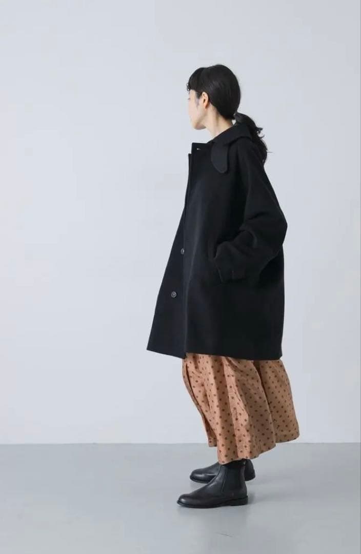 未使用　かぐれ　ウールシングルPコート【25AW 】BLACK