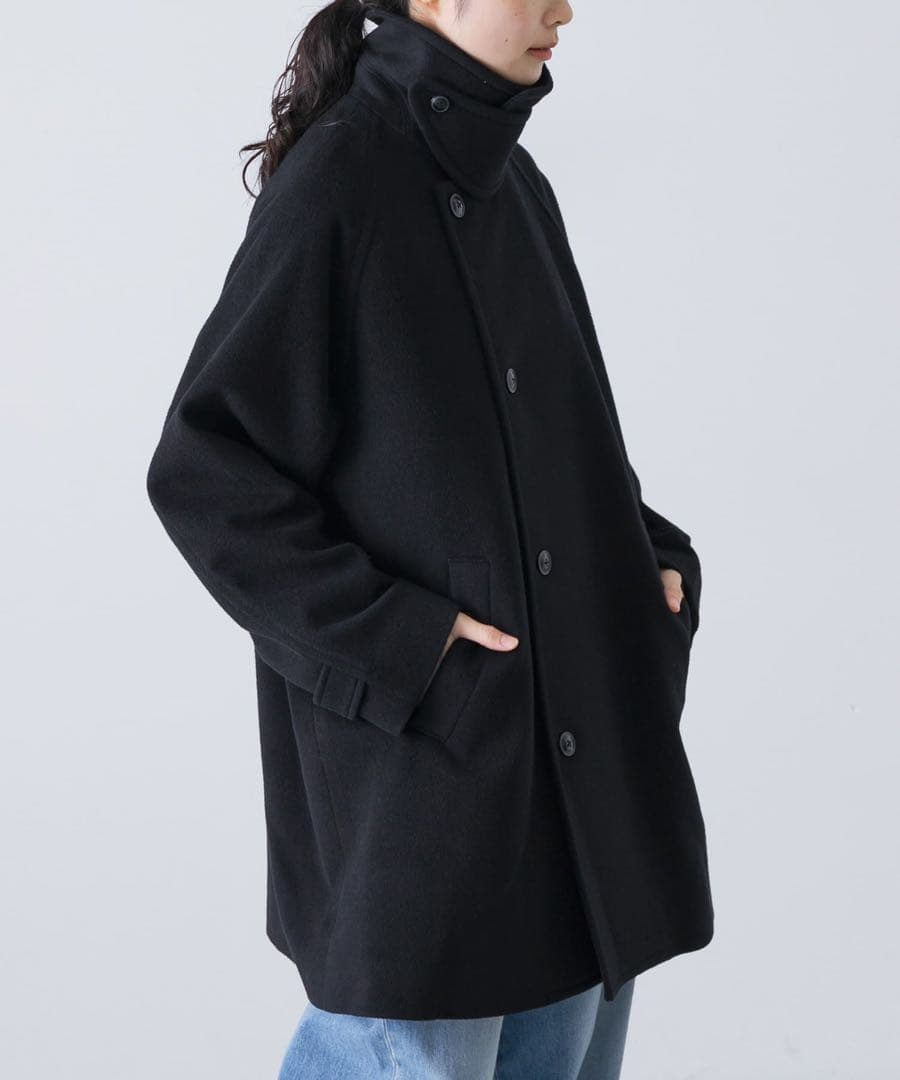 未使用　かぐれ　ウールシングルPコート【25AW 】BLACK