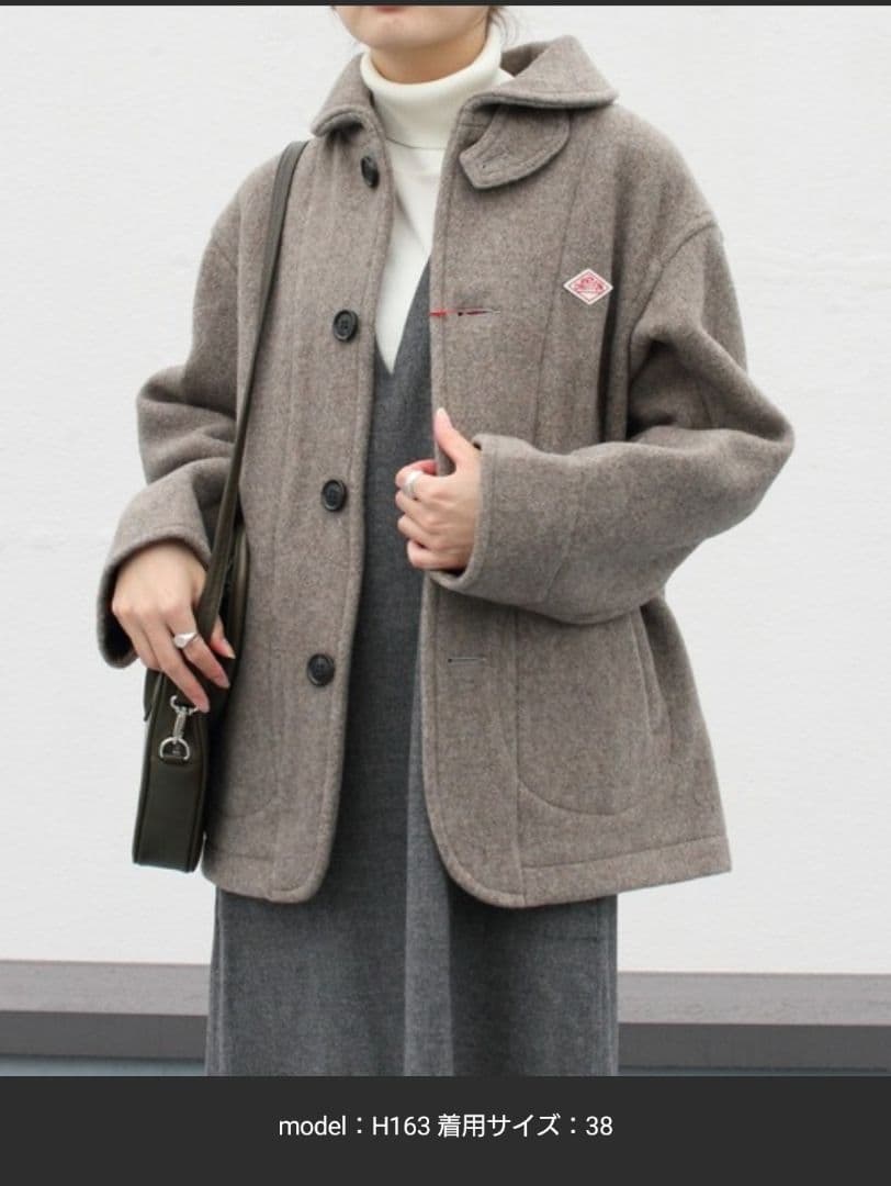 美品DANTON/ダントン　ウールラウンドカラージャケット　36　日本製　コート