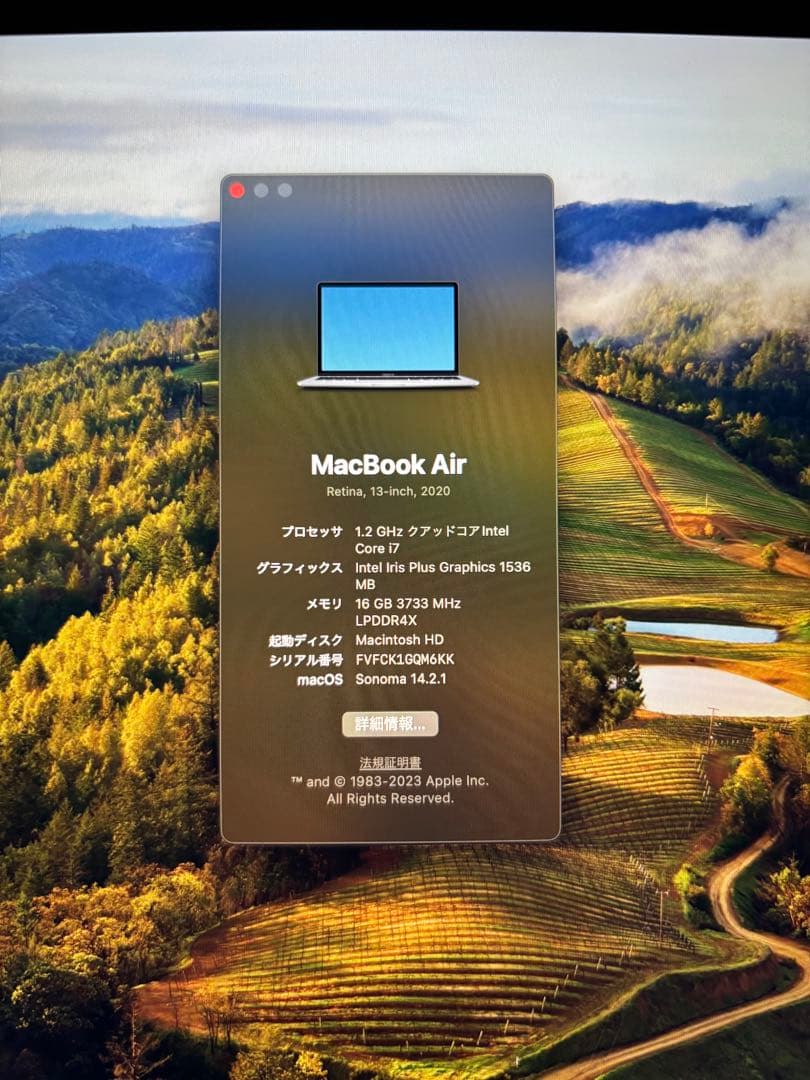 MacBook本体 MacBook Air 13-inch 2020 i7 16GB 1TB