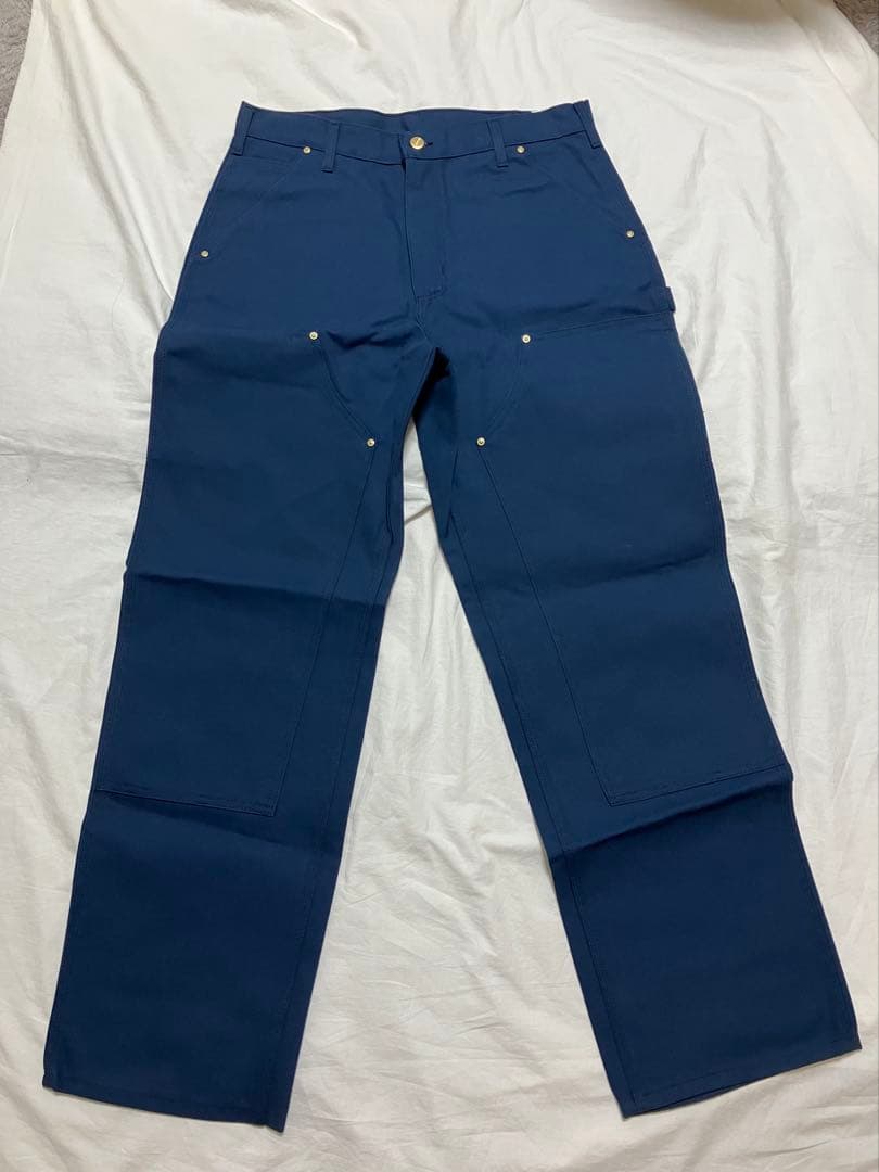 レアB01 ネイビー USA製 ダブルニー Ｗ34L32 未使用 カーハート 紺