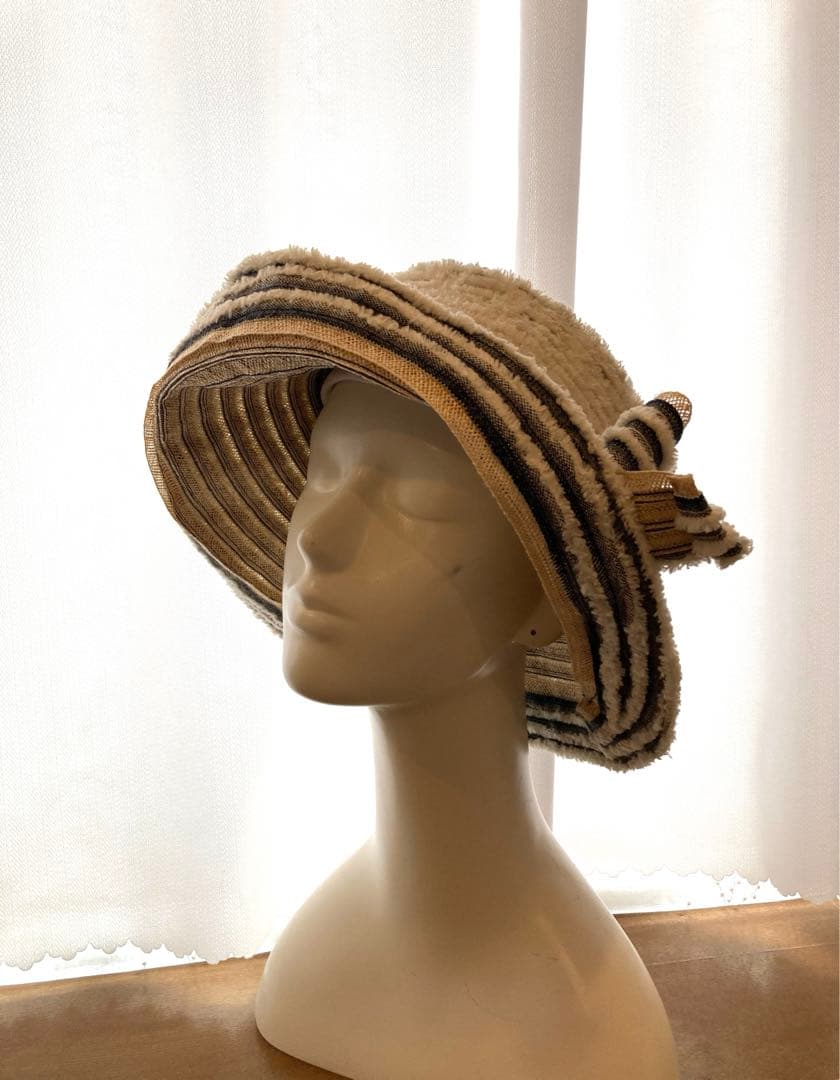 超美品　アキオヒラタ　サンバイザー　Lサイズ　リボン付(取り外し可能)