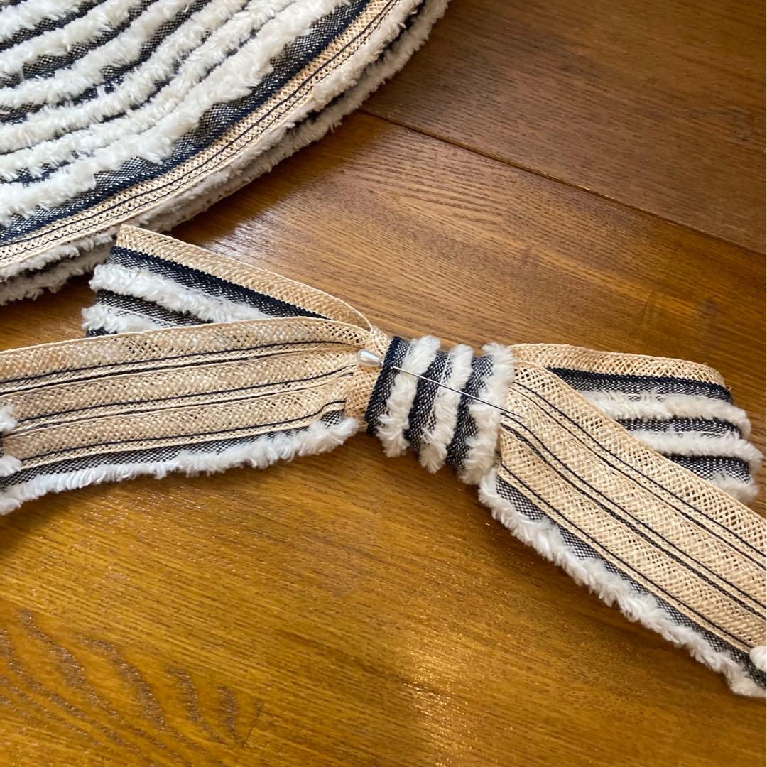 超美品　アキオヒラタ　サンバイザー　Lサイズ　リボン付(取り外し可能)