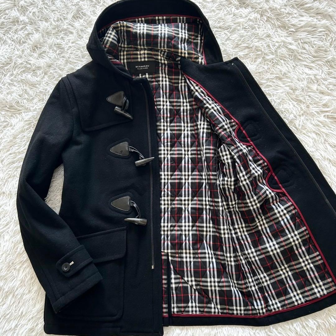 バーバリーブラックレーベル　ダッフルコート　裏地キルティング　ブラック　L相当