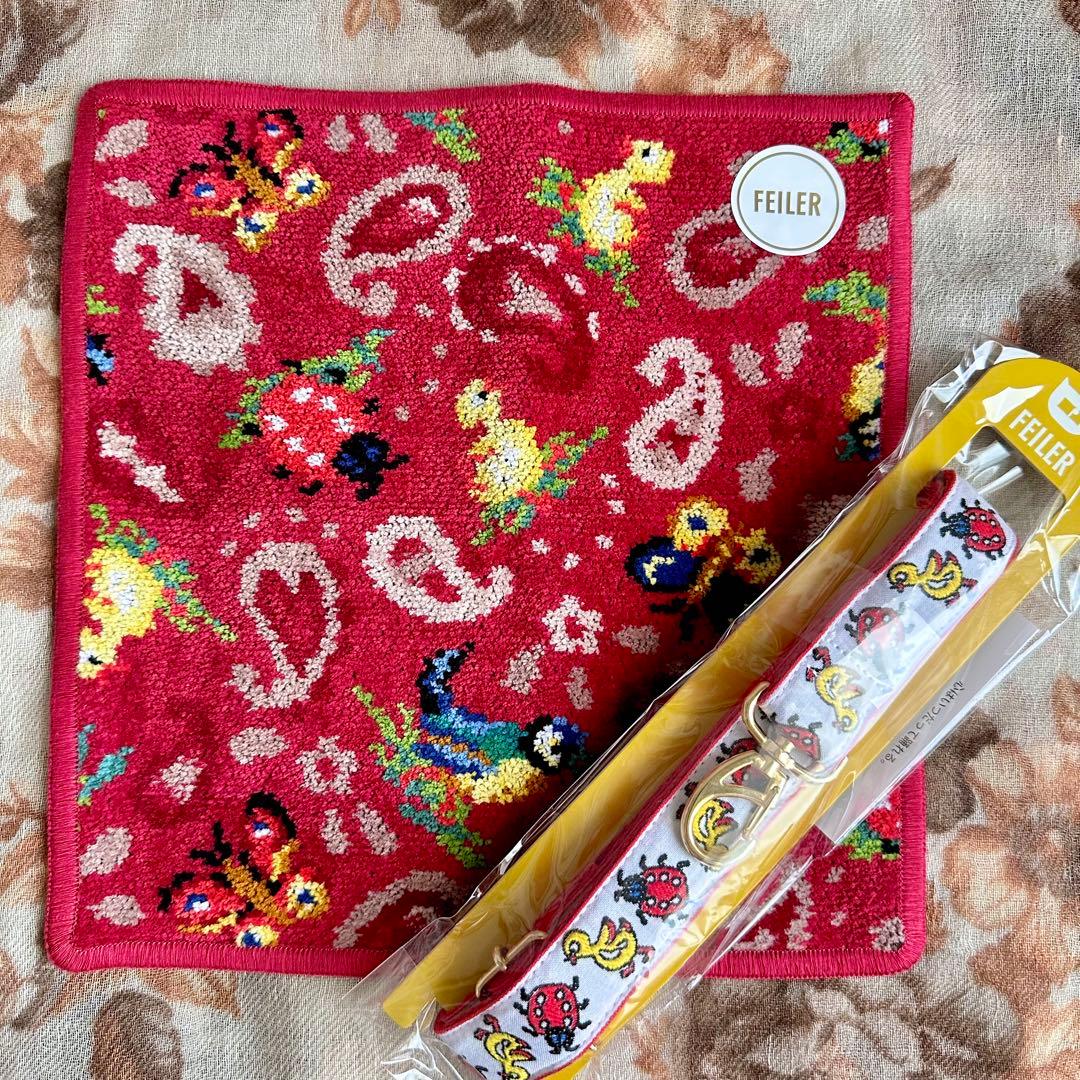 【FEILER】旗艦店限定ハンカチ＆レピヤンリボンショルダーストラップホワイト