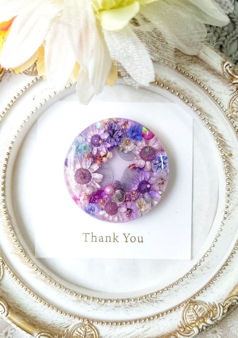 レジン　ドライフラワー　ヘアゴム　ブローチ　ポニーフック　No.23