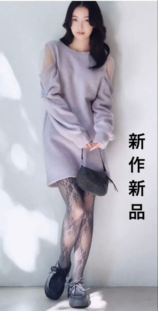 新作新品タグ付き　スナイデル♡ シースルーショルダーニットワンピース