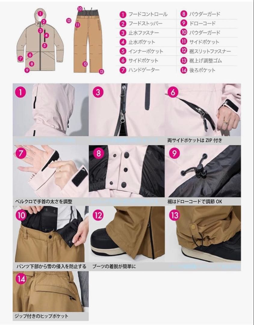 スノーボードウェアセット（黒・ベージュ）