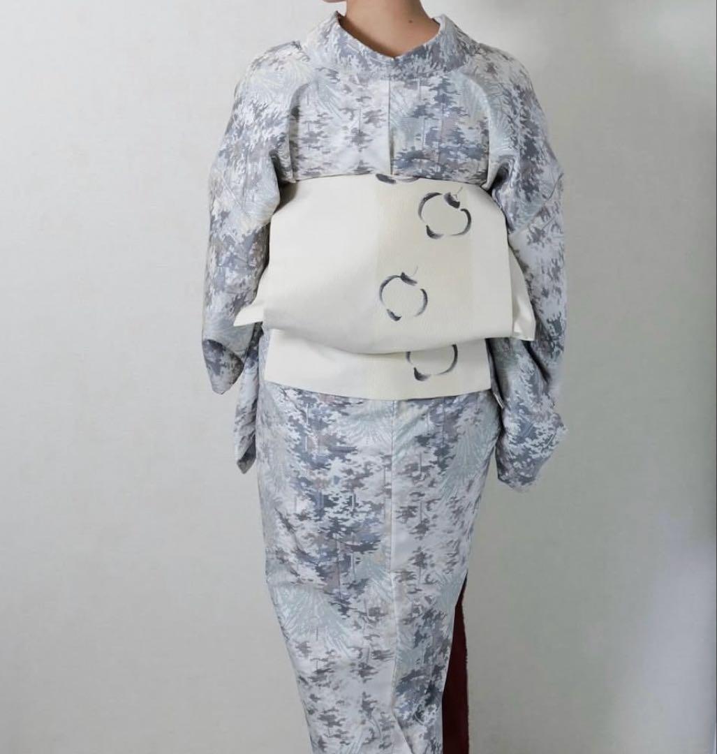 名古屋帯　提灯柄　ちょうちん柄　エクリュ色