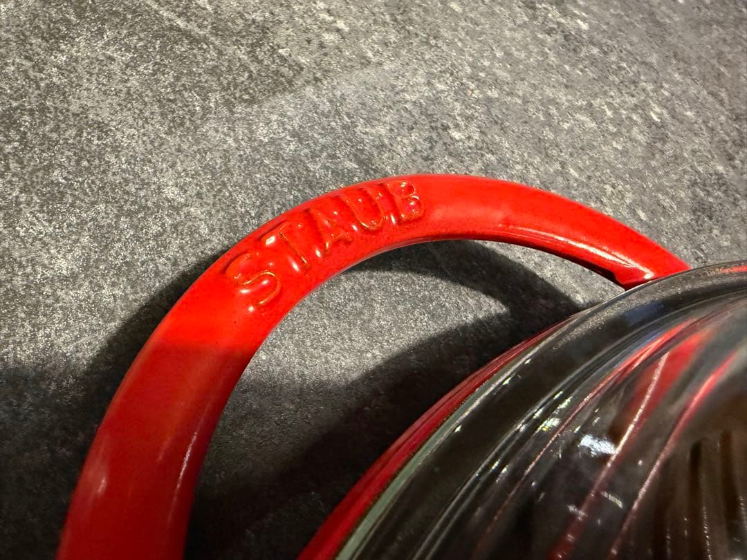 STAUB 赤 グリルパン 蓋付き