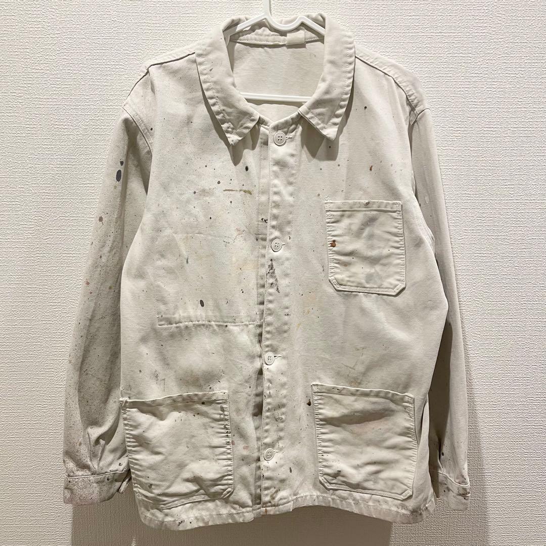 フレンチ カバーオール ワークジャケット ペンキ飛び ヴィンテージ 古着 ユーロ