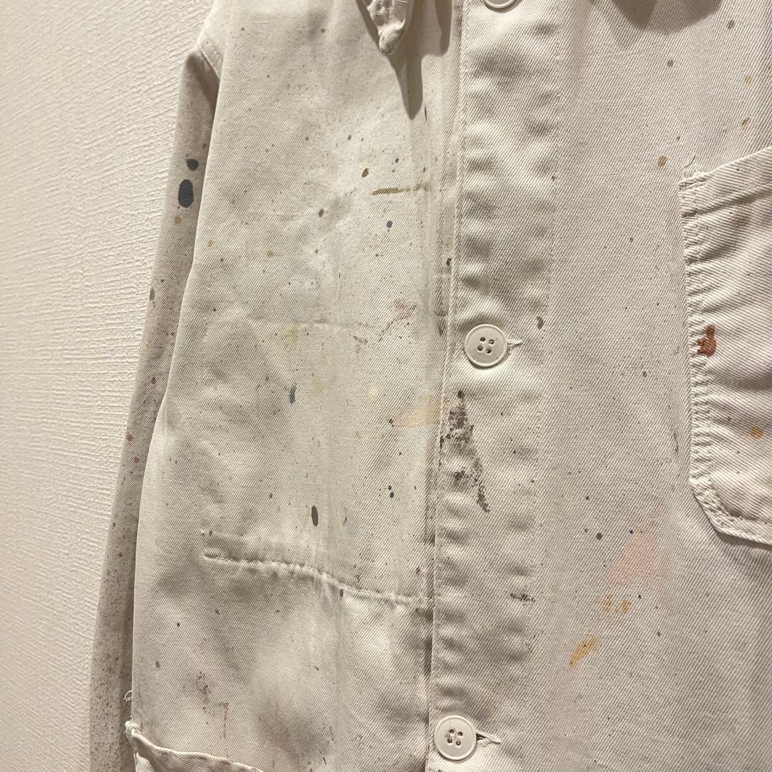 フレンチ カバーオール ワークジャケット ペンキ飛び ヴィンテージ 古着 ユーロ