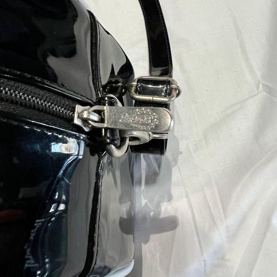 AFB ブラック エナメル ショルダー バッグ A.F.B