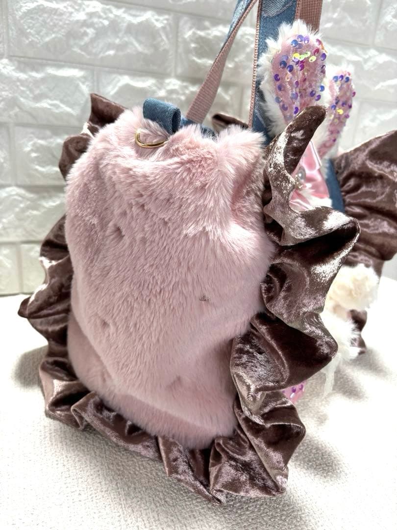 さ*ー様 コヤンイサムチョン　ハンドメイド　ファーフリルトートバッグ　クラウディ