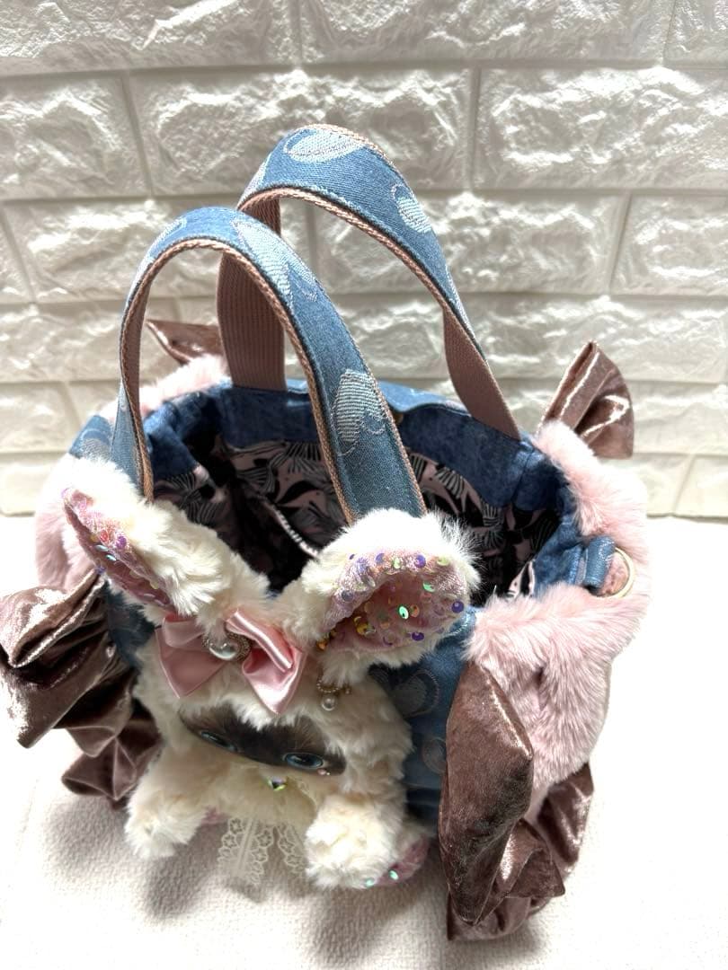 さ*ー様 コヤンイサムチョン　ハンドメイド　ファーフリルトートバッグ　クラウディ