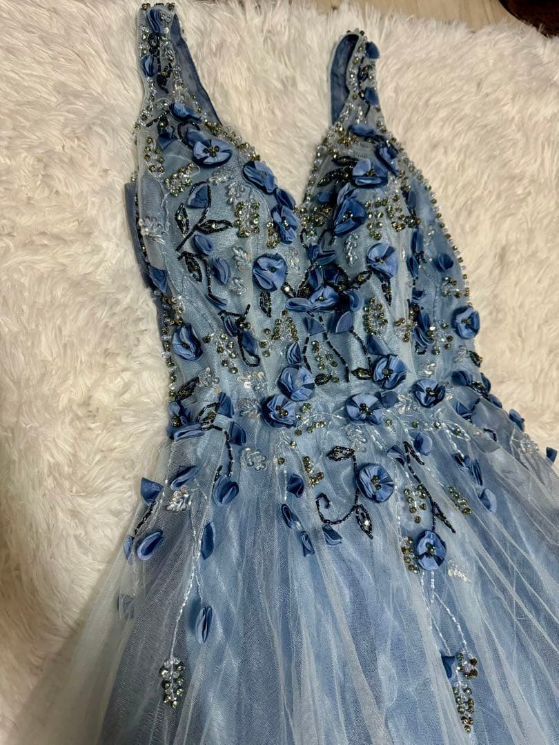 【JEAN MACLEAN/ジャンマクレーン】ロング　バースデードレス　ブルー