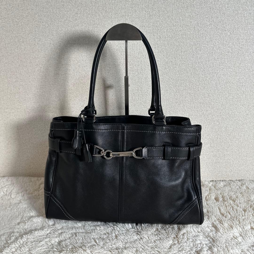 coach ビジネスバッグ ジャッキー レザー ブラック ハンドバッグ 金具