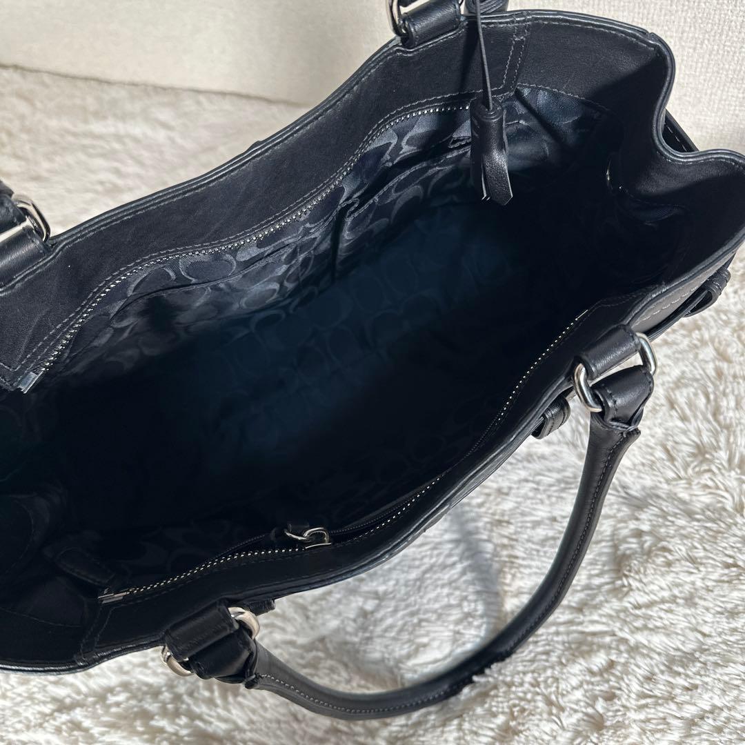 coach ビジネスバッグ ジャッキー レザー ブラック ハンドバッグ 金具