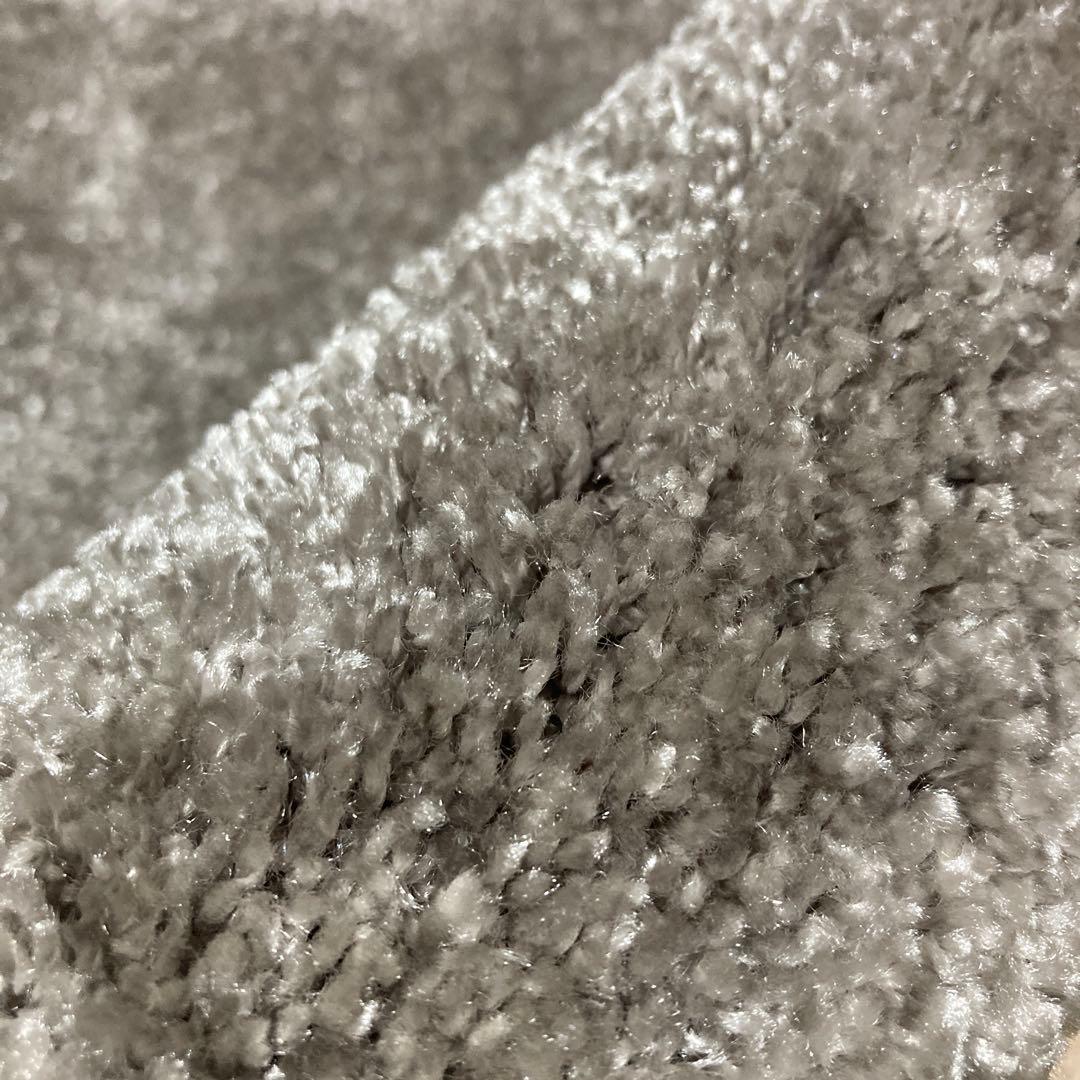 円形ジェイド190cm防炎シルバーラグ美品