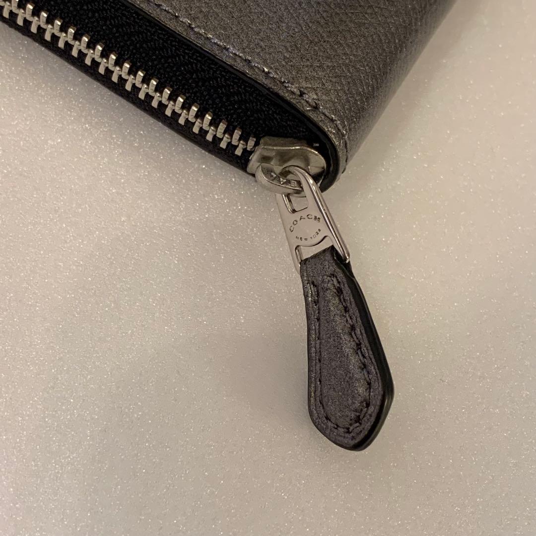 ⭐️必見⭐️未使用⭐️COACH⭐️コーチ⭐️長財布⭐️ブラックシルバー⭐️メタリック⭐️レザー