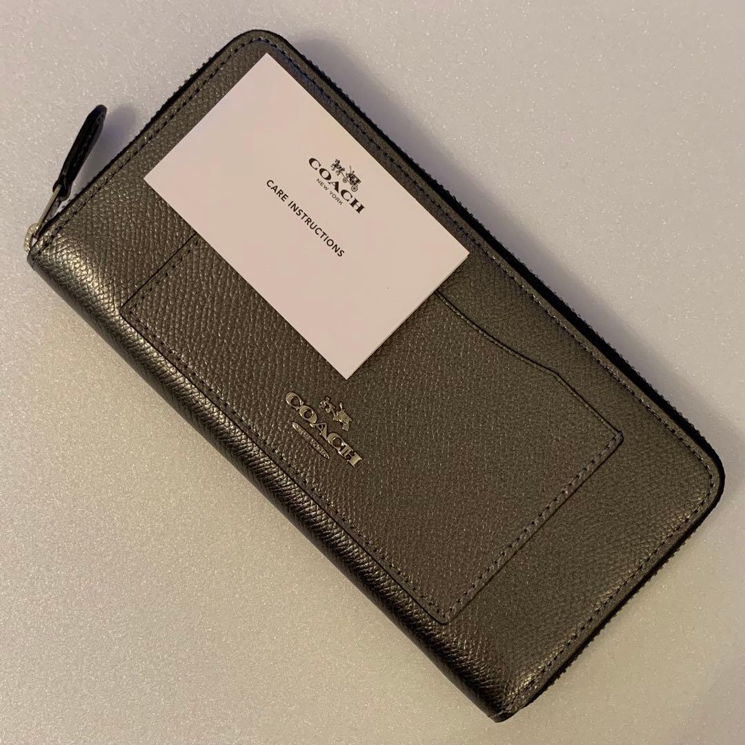 ⭐️必見⭐️未使用⭐️COACH⭐️コーチ⭐️長財布⭐️ブラックシルバー⭐️メタリック⭐️レザー
