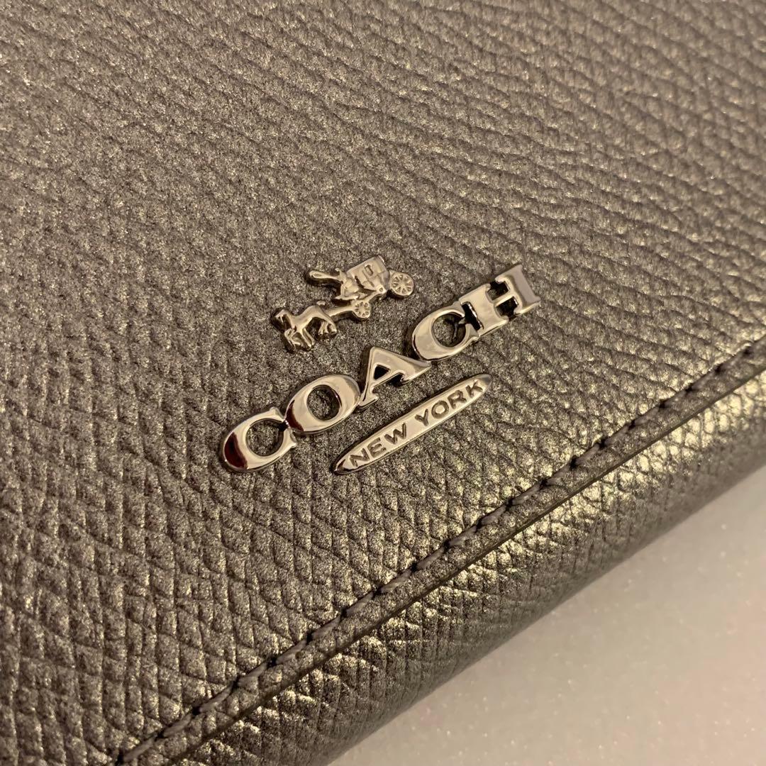 ⭐️必見⭐️未使用⭐️COACH⭐️コーチ⭐️長財布⭐️ブラックシルバー⭐️メタリック⭐️レザー