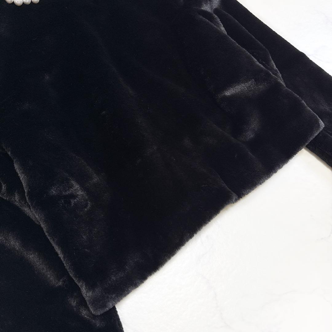 23年 TOCCA トッカ CUSHY ノーカラーフェイクファーコート ブラック