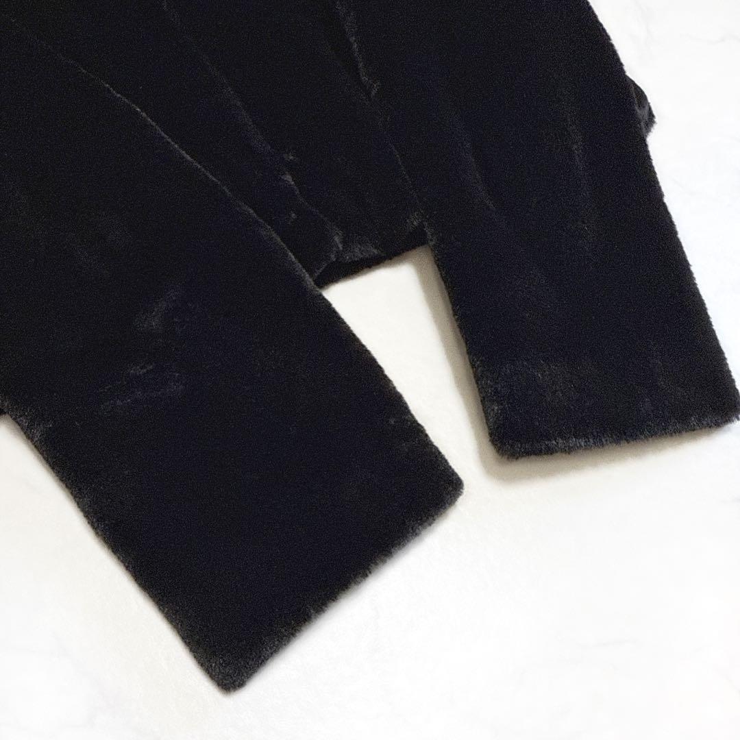 23年 TOCCA トッカ CUSHY ノーカラーフェイクファーコート ブラック