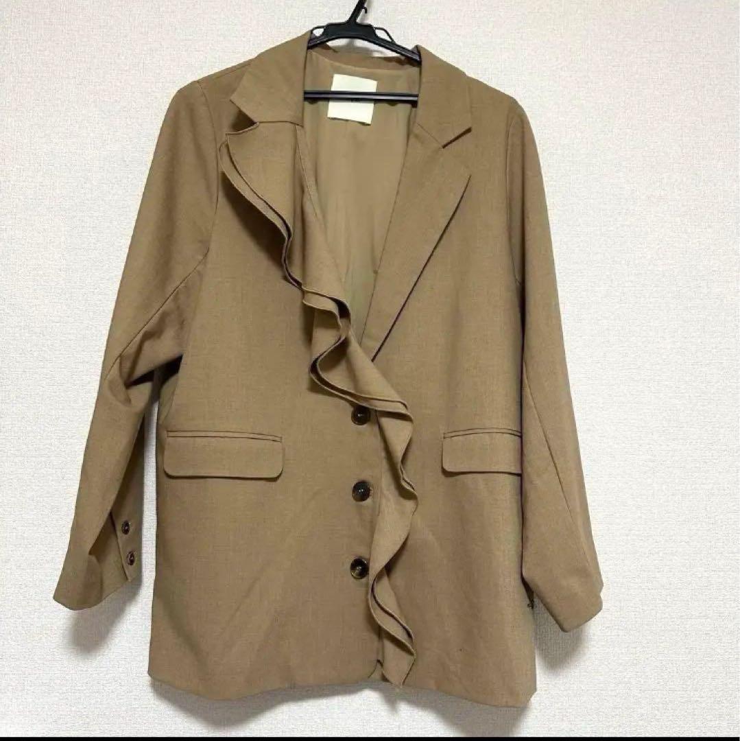 ジャケット・アウター Eaphi RUFFLE LAPEL JACKET beige