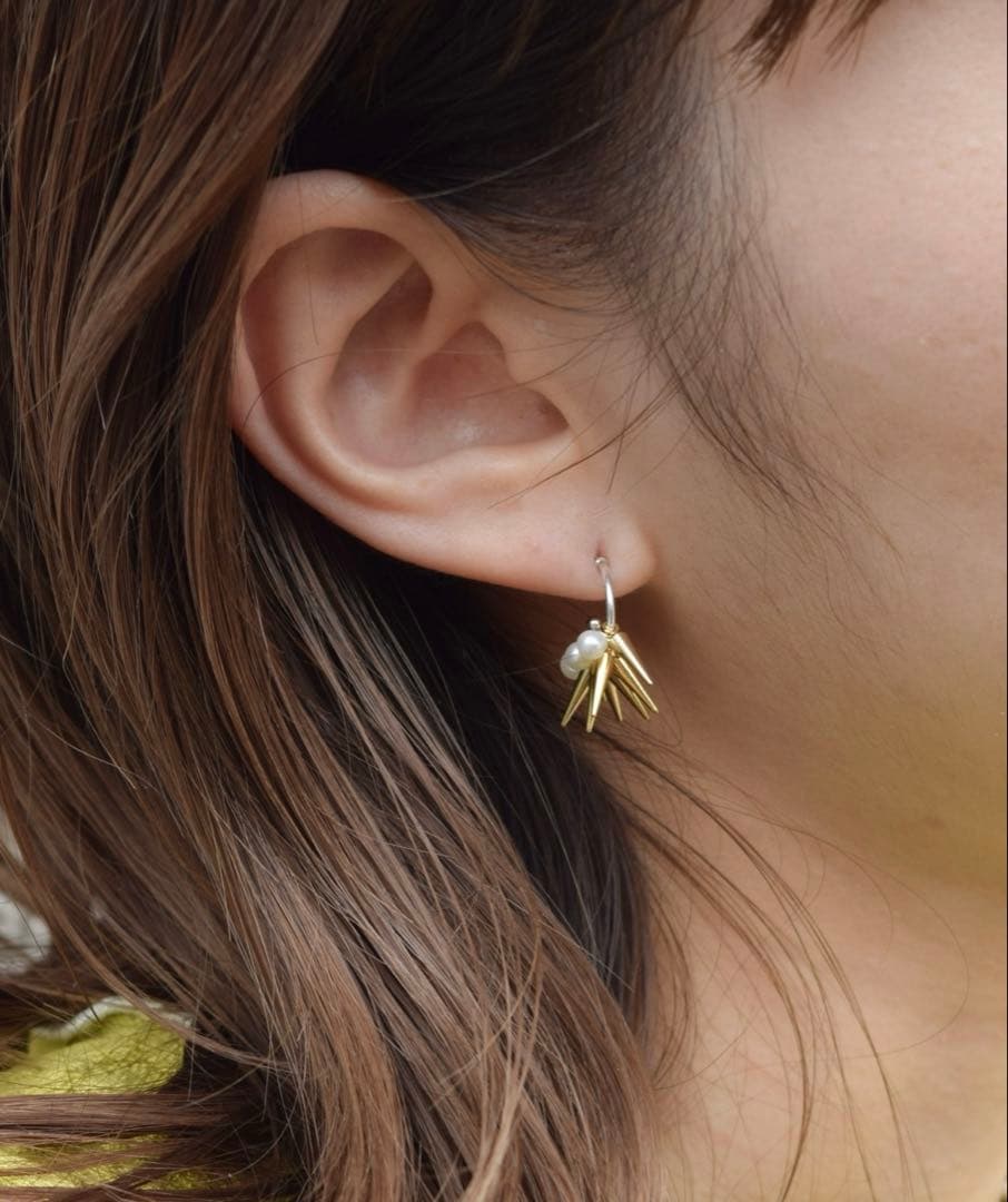 e.m. ピアス フープ スタッズ パール コーン S