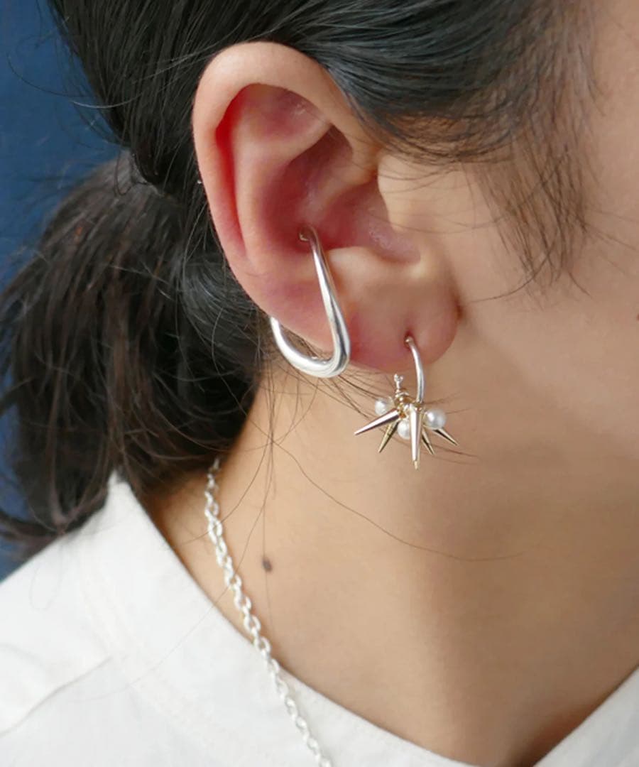 e.m. ピアス フープ スタッズ パール コーン S