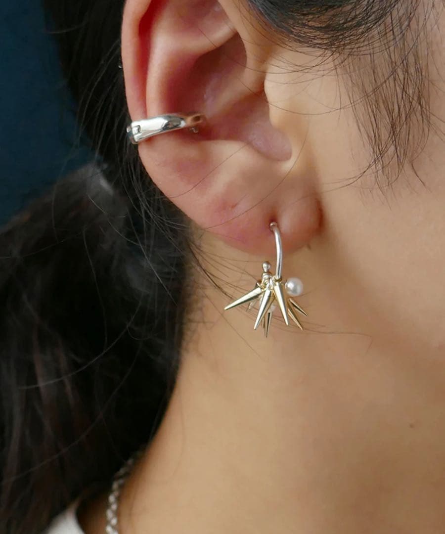 e.m. ピアス フープ スタッズ パール コーン S