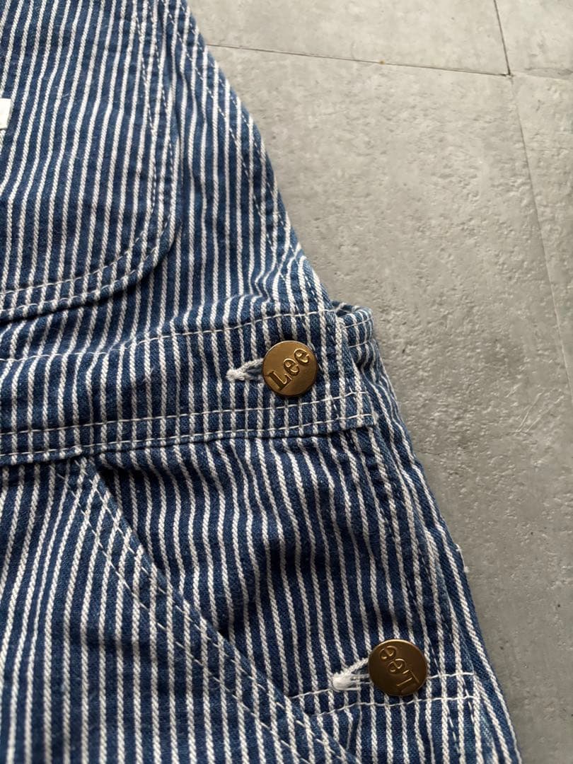 70s USA製　Lee リー　ヒッコリー デニムオーバーオール　ヴィンテージ