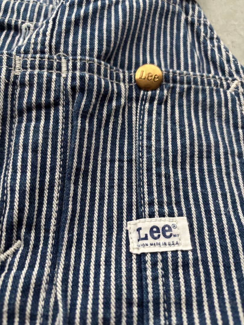 70s USA製　Lee リー　ヒッコリー デニムオーバーオール　ヴィンテージ