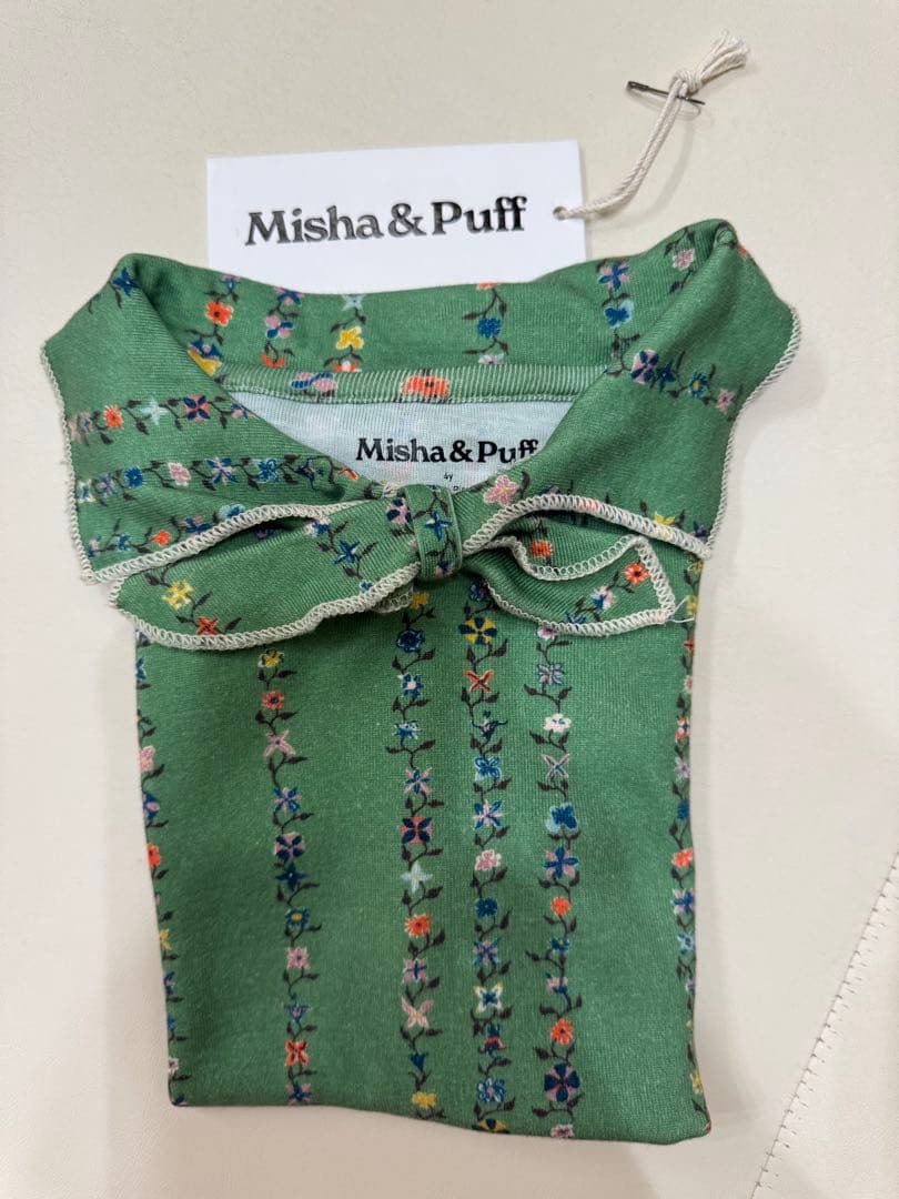 【美品】Misha & Puff 半袖シャツ グリーン 花柄4y