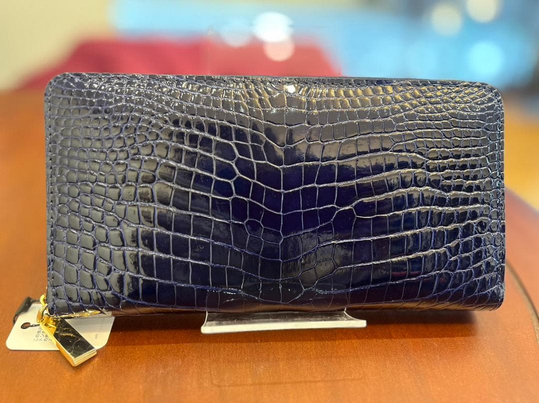 クロコダイル本革★長財布★ユニセックス★NAVY