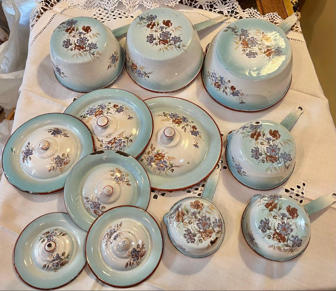 フランスアンティークホーローセット