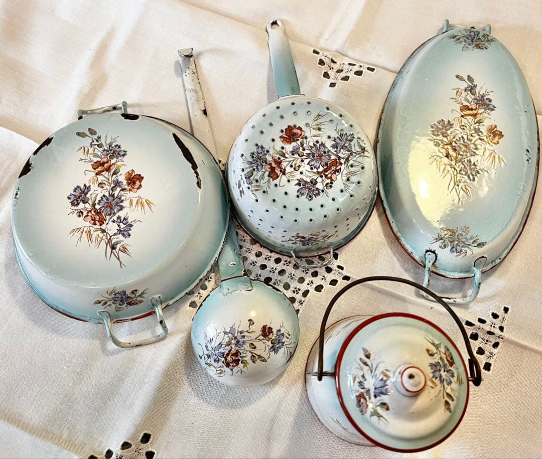 フランスアンティークホーローセット